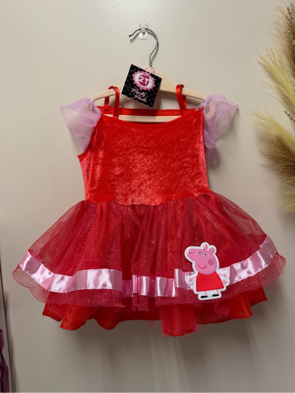 Peppa Pig Red and Pink Sparkle Tulle Dress Costume